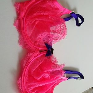 Hot pink bra.